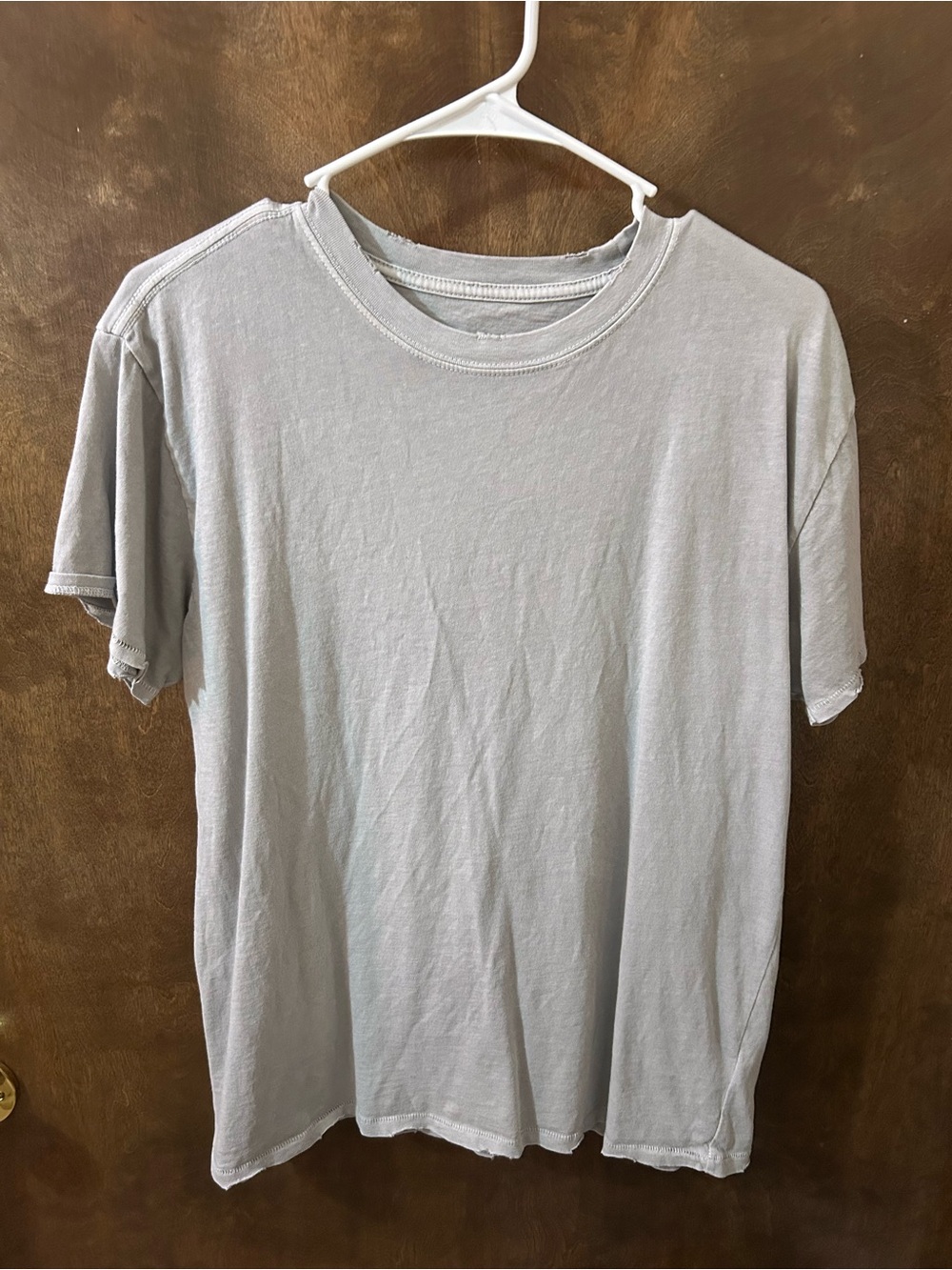 Classic Crewneck Distressed T-Shirt - Light Gray